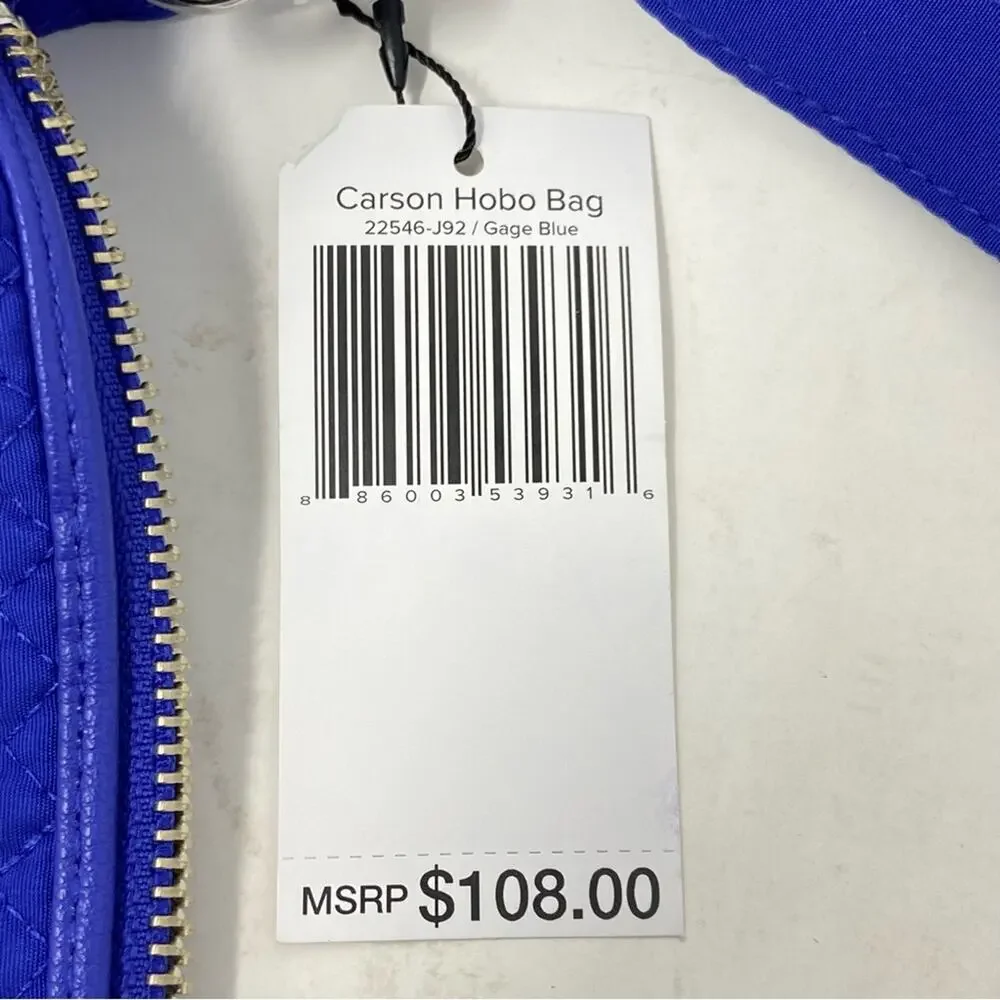 Vera Bradley Carson Hobo Bag In Gage Blue Microfiber New With Tags